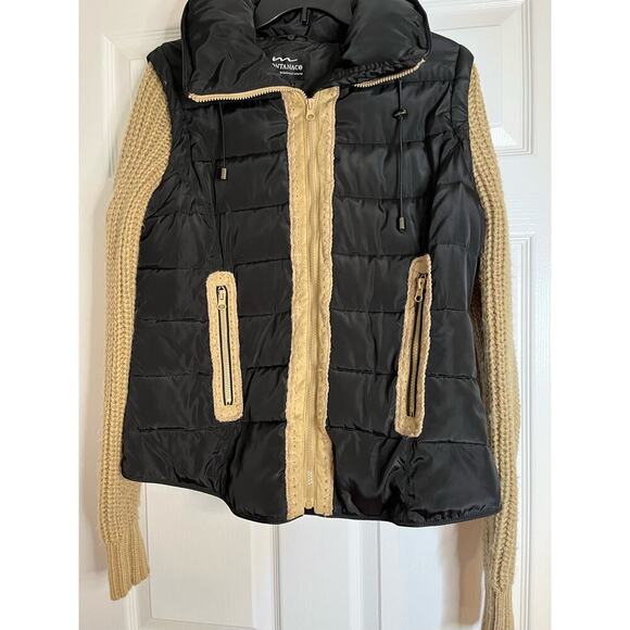 Montanaco Puffer Vest Knit Sweater Sleeves Transitional Hobbit Cottage Grandma - Picture 1 of 16